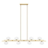 Julep 64-inch 8-light Brushed Gold Linear Chandelier with Opal Glass Shades