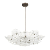 Avril 29-inch 6-light Forged Bronze Chandelier with Clear Starburst Glass Shade