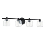 Valentina 30-inch 4-light Matte Black Vanity Light with Clear Glass Shades