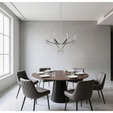Sussex 36-inch 8-light Polished Nickel and Black Faux Leather Chandelier