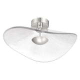 Novella 24-inch Polished Nickel LED Convertible Pendant with Clear Ribbed Glass Shade