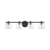 Valentina 30-inch 4-light Matte Black Vanity Light with Clear Glass Shades
