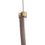 Ayers 59-inch 1-light Champagne Gold with Black and Brown Faux Leather 5CCT LED Linear Chandelier
