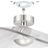 Novella 24-inch Polished Nickel LED Convertible Pendant with Clear Ribbed Glass Shade