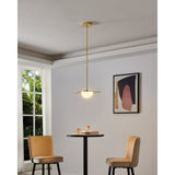 Solstice 16-inch Polished Brass 5CCT LED Convertible Pendant with Opal Ribbed Glass Shade