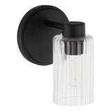 Bedminster 5-inch 1-light Matte Black Vanity Light with Clear Ribbed Glass Shade