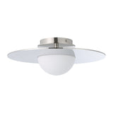 Solstice 16-inch Polished Nickel 5CCT LED Convertible Pendant with Opal Ribbed Glass Shade