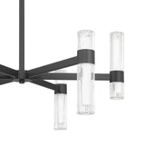 Ristretto 30-inch 12-light Matte Black LED Chandelier with Clear Ribbed and White Acrylic Shades