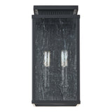 Overton 14-inch 2-light Matte Black Exterior Wall Sconce with Clear Antique Glass