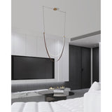 Ayers 59-inch 1-light Champagne Gold with Black and Brown Faux Leather 5CCT LED Linear Chandelier
