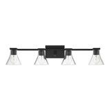 Gilford 33-inch 4-light Matte Black Vanity Light with Clear Glass Shades