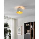 Leilani 11-inch 1-light Brushed Gold Semi-Flush Mount with Matte White and Gold Metal Shade