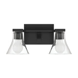Gilford 14-inch 2-light Matte Black Vanity Light with Clear Glass Shades