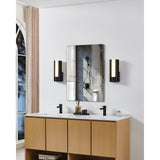 Colton 12-inch 1-light Textured Black 5CCT LED Vanity Light with Etched Opal Glass Shade