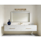 Dryden 32-inch 4-light Champagne Gold Vanity Light with Clear Ribbed Glass Shades