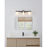 Bedminster 24-inch 3-light Matte Black Vanity Light with Etched Opal Ribbed Glass Shades