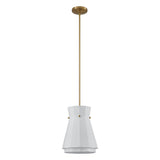 Bryony 12-inch 1-light Brushed Gold Convertible Pendant with White Synthetic Silk Shade