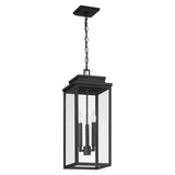 Hillside 9-inch 3-light Textured Black Exterior Pendant Light with Clear Glass