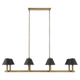 Mcgill 52-inch 8-light Natural Brass Linear Chandelier with Matte Black and Gold Metal Shades