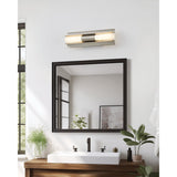 Colton 18-inch 2-light Brushed Nickel 5CCT LED Vanity Light with Etched Opal Glass Shades
