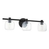 Valentina 24-inch 3-light Matte Black Vanity Light with Clear Glass Shades