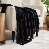 Carnelia Throw Blanket Black By Renwil