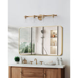 Bedminster 30-inch 4-light Champagne Gold Vanity Light with Clear Ribbed Glass Shades