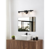 Bedminster 24-inch 3-light Matte Black Vanity Light with Clear Ribbed Glass Shades