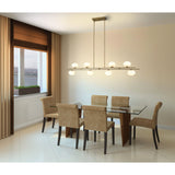 Julep 64-inch 8-light Brushed Gold Linear Chandelier with Opal Glass Shades