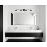 Tremolo 42-inch 4-light Matte Black and Champagne Gold Vanity Light with Etched Opal Glass