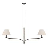 Bethany 56-inch 2-light Forged Bronze Linear Chandelier with Natural Linen Shades
