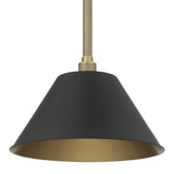 Mcgill 16-inch 1-light Natural Brass Pendant Light with Matte Black and Gold Metal Shade