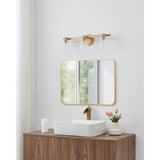 Bedminster 24-inch 3-light Champagne Gold Vanity Light with Clear Ribbed Glass Shades