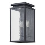 Overton 14-inch 2-light Matte Black Exterior Wall Sconce with Clear Antique Glass