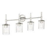 Andrea 32-inch 4-light Polished Nickel Vanity Light with Clear Ribbed Glass Shades