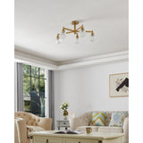 Lillyanna 26-inch 5-light Brushed Gold Semi-Flush Mount with Clear Ice Glass Shades