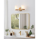 Bedminster 14-inch 2-light Champagne Gold Vanity Light with Etched Opal Ribbed Glass Shades