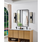 Colton 24-inch 2-light Textured Black 5CCT LED Vanity Light with Etched Opal Glass Shades