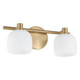 Valentina 15-inch 2-light Champagne Gold Vanity Light with Etched Opal Glass Shades