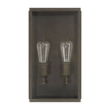 Hollis 16-inch 2-light Blackened Brass Exterior Wall Sconce with Clear Glass