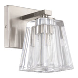 Valentin 4-inch 1-light Brushed Nickel Vanity Light with Clear Pressed Glass Shade