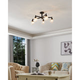 Lillyanna 26-inch 5-light Matte Black Semi-Flush Mount with Clear Ice Glass Shades