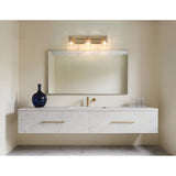 Dryden 24-inch 3-light Champagne Gold Vanity Light with Clear Ribbed Glass Shades