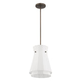 Bryony 12-inch 1-light Forged Bronze Convertible Pendant with White Synthetic Silk Shade