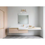 Andrea 15-inch 2-light Champagne Gold Vanity Light with Clear Ribbed Glass Shades