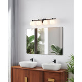 Valentina 30-inch 4-light Matte Black Vanity Light with Etched Opal Glass Shades