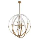 Abbey 31-inch 9-light Brass and Cream Cotton Rope Chandelier