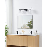 Valentin 24-inch 3-light Matte Black Vanity Light with Clear Pressed Glass Shades