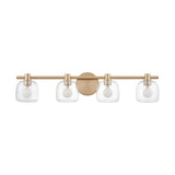 Valentina 30-inch 4-light Champagne Gold Vanity Light with Clear Glass Shades