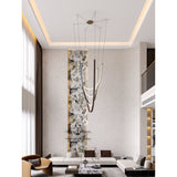 Ayers 59-inch 3-light Champagne Gold with Black and Brown Faux Leather 5CCT LED Chandelier